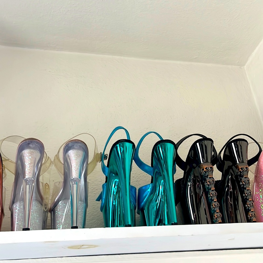 Multiple pairs pleaser pole heels